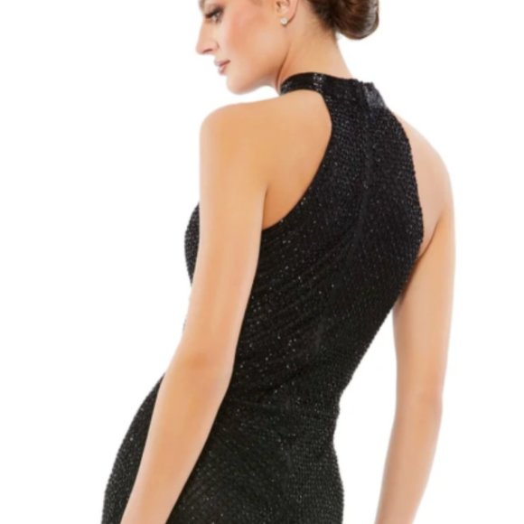 MAC DUGGAL 5531 EMBELLISHED HALTER NECK BLACK SHEATH DRESS sz 8 - Picture 4 of 6